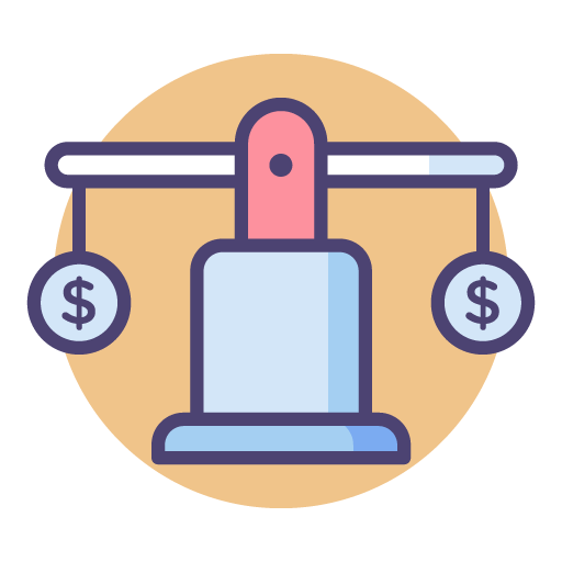 Ikona NORDIN przedstawiająca wagę symbolizującą równość i sprawiedliwe płace